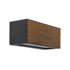 Straluma Rechthoekige buitenlamp donker grijs/hout> Wandlampen|Buitenlampen