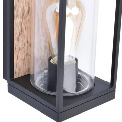 Straluma Rechthoekige buitenlamp zwart met houtlook en glas> Wandlampen|Buitenlampen