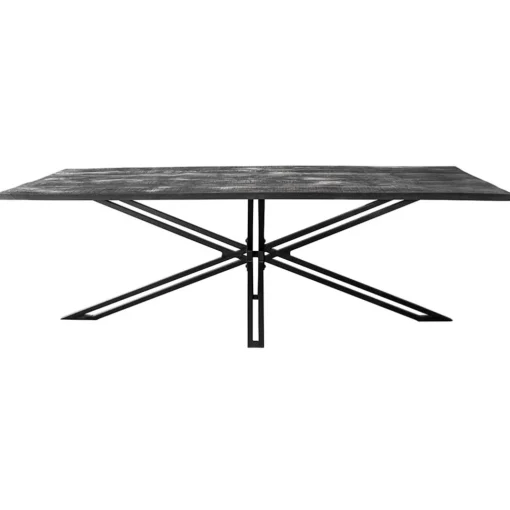 Straluma Rechthoekige eettafel zwart mangohout met kruispoot 220 cm> Eettafels