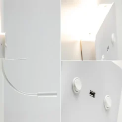 Straluma Rechthoekige wandlamp inclusief LED en USB></noscript> Wandlampen|Bedlampjes