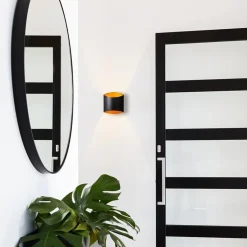 Straluma Rechthoekige wandlamp mat zwart met goud></noscript> Woonkamerlampen|Slaapkamerlampen
