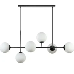 Straluma Retro eettafel hanglamp zwart met witte glazen bollen> Eettafellampen|Eetkamerverlichting