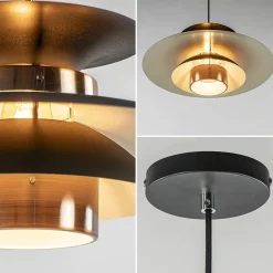 Straluma Retro hanglamp zwart met koper 50 cm></noscript> Hanglampen|Eettafellampen