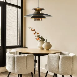 Straluma Retro hanglamp zwart met koper 50 cm></noscript> Hanglampen|Eettafellampen