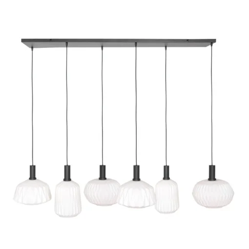 Straluma Retro 6-lichts hanglamp opaal glas met relief> Eettafellampen|Eetkamerverlichting