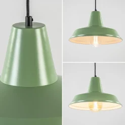 Straluma Retro metalen hanglamp groen met wit><noscript><img width=