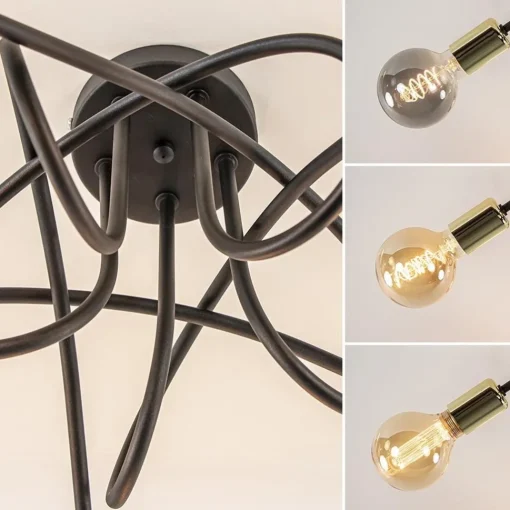 Straluma Retro plafondlamp zwart met gouden pendels> Plafondlampen|Landelijke Verlichting