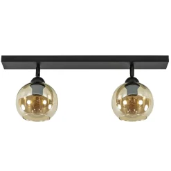 Straluma Retro plafondlamp zwart met amber glas verstelbaar> Woonkamerlampen|Slaapkamerlampen