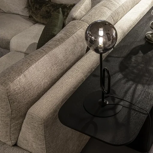 Straluma Retro tafellamp zwart met smoke/titanium glazen bol> Tafellampen|Retro Verlichting