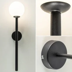 Straluma Retro wandlamp zwart met witte glazen bol></noscript> Wandlampen|Industriële Verlichting