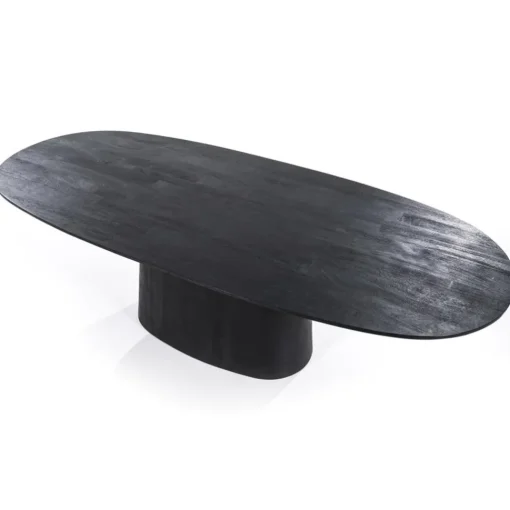Straluma Robuuste mango houten eettafel Aron ovaal zwart> Eettafels