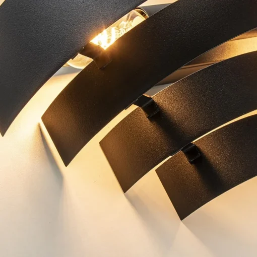 Straluma Robuuste wandlamp zwarte ringen> Woonkamerlampen|Slaapkamerlampen