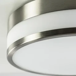 Straluma Ronde badkamer plafonnière nikkel met opaal glas></noscript> Plafondlampen|Plafonnières
