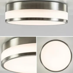 Straluma Ronde badkamer plafonnière nikkel met opaal glas></noscript> Plafondlampen|Plafonnières