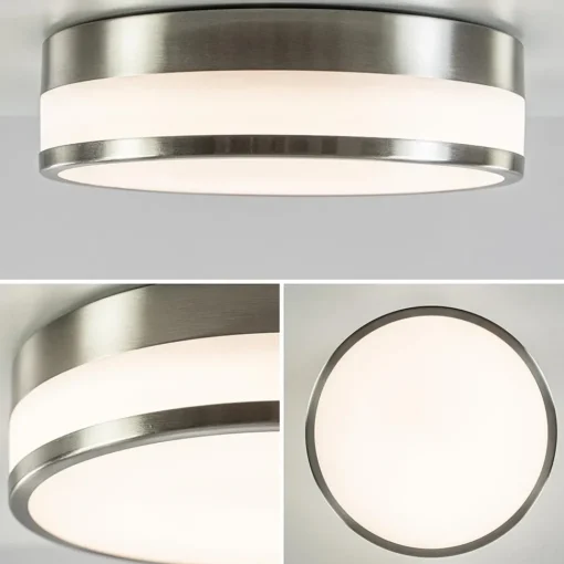 Straluma Ronde badkamer plafonnière nikkel met opaal glas> Plafondlampen|Plafonnières