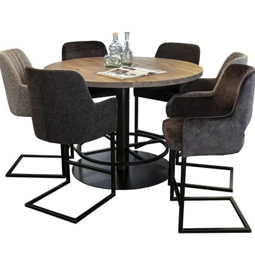 Straluma Ronde bartafel Woodstock grijs/zwart Ø130x92 cm> Eettafels