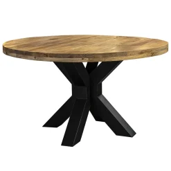 Straluma Ronde eettafel mangohout met zwarte poot Ø130 cm> Eettafels