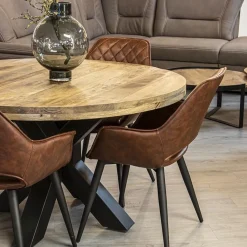 Straluma Ronde eettafel mangohout met zwarte poot Ø130 cm></noscript> Eettafels