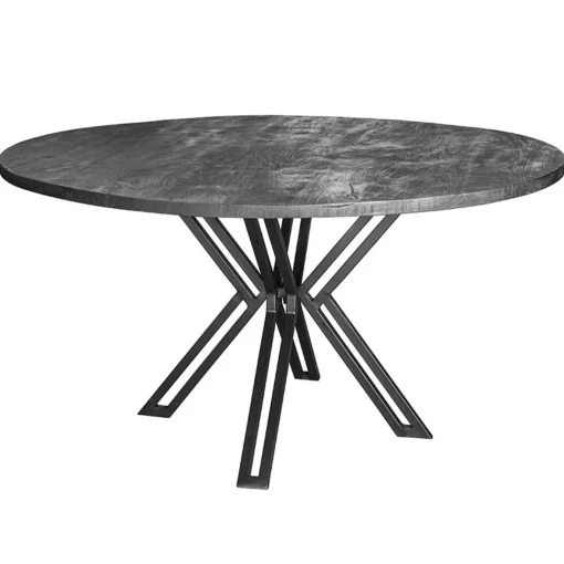 Straluma Ronde eettafel zwart mangohout met zwarte poot> Eettafels