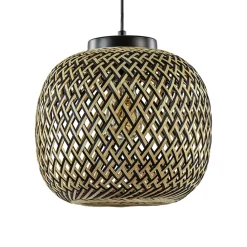 Straluma Ronde hanglamp bamboe naturel met zwart> Eetkamerverlichting|Hanglampen