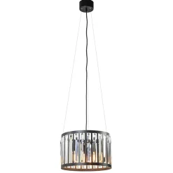 Straluma Ronde hanglamp mat zwart met kristalglas> Keukenverlichting|Eetkamerverlichting