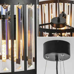 Straluma Ronde hanglamp mat zwart met kristalglas></noscript> Keukenverlichting|Eetkamerverlichting