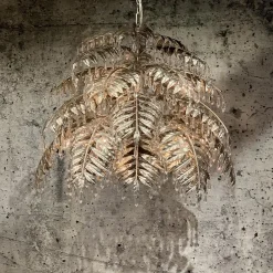 Straluma Ronde hanglamp palm ambachtelijk zilver></noscript> Videverlichting|Eetkamerverlichting