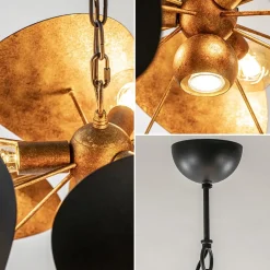 Straluma Ronde hanglamp textured black met ambachtelijk brons></noscript> Hanglampen|Eettafellampen