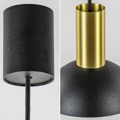 Straluma Ronde hanglamp zwart met brons klein></noscript> Keukenverlichting|Eetkamerverlichting