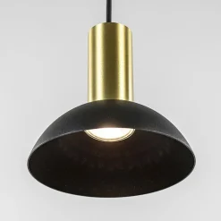 Straluma Ronde hanglamp zwart met brons klein></noscript> Keukenverlichting|Eetkamerverlichting