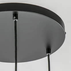 Straluma Ronde hanglamp zwart/goud met amber glas></noscript> Eettafellampen|Pendel Lampen