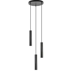 Straluma Ronde 3-lichts hanglamp cilinders mat zwart> Eettafellampen|Woonkamerlampen