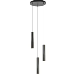 Straluma Ronde 3-lichts hanglamp cilinders mat zwart> Eettafellampen|Woonkamerlampen