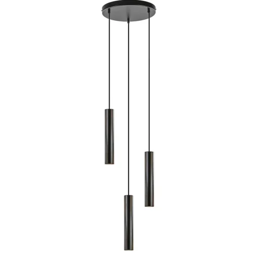 Straluma Ronde 3-lichts hanglamp cilinders mat zwart> Eettafellampen|Woonkamerlampen