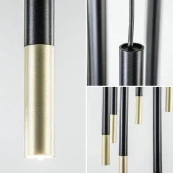 Straluma Ronde 8-lichts hanglamp cilinders zwart goud></noscript> Keukenverlichting|Halverlichting