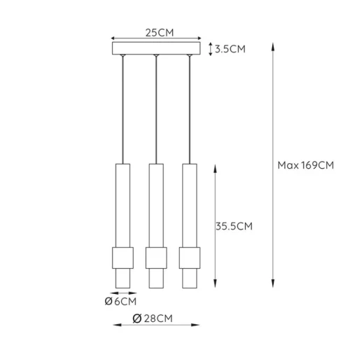 Straluma Ronde 3-lichts hanglamp cilinders inclusief LED> Hanglampen|Eettafellampen
