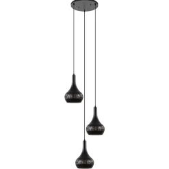 Straluma Ronde 3-lichts hanglamp mat zwart met goud> Eettafellampen|Eetkamerverlichting