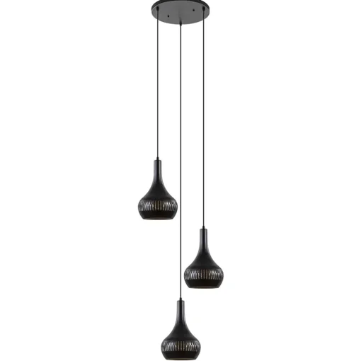 Straluma Ronde 3-lichts hanglamp mat zwart met goud> Eettafellampen|Eetkamerverlichting