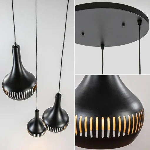 Straluma Ronde 3-lichts hanglamp mat zwart met goud> Eettafellampen|Eetkamerverlichting