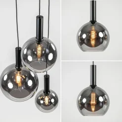 Straluma Ronde 3-lichts hanglamp met diverse smoke glazen kappen></noscript> Eettafellampen|Pendel Lampen