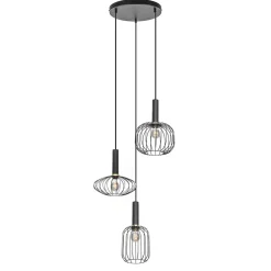 Straluma Ronde 3-lichts hanglamp met draadkappen divers> Eettafellampen|Draadlampen