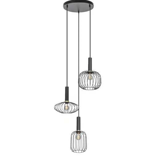 Straluma Ronde 3-lichts hanglamp met draadkappen divers> Eettafellampen|Draadlampen