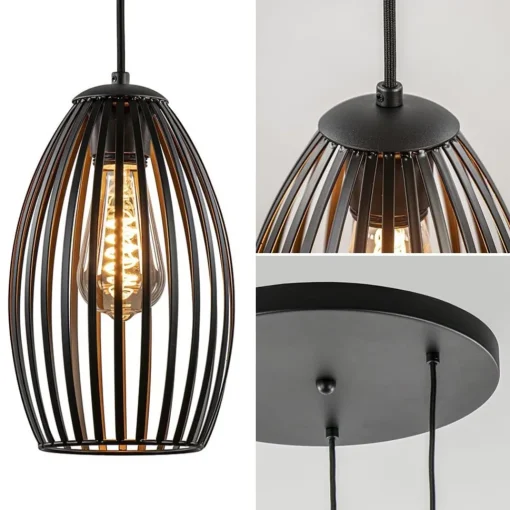 Straluma Ronde 3-lichts hanglamp met draadkappen mat zwart> Draadlampen|Industriële Verlichting