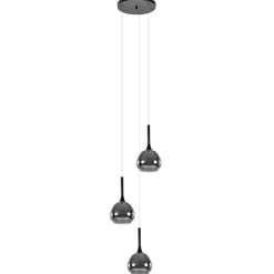 Straluma Ronde 3-lichts hanglamp zwart met smoke glas> Pendel Lampen|Keukenverlichting