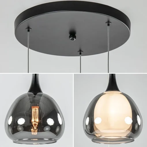 Straluma Ronde 3-lichts hanglamp zwart met smoke glas> Pendel Lampen|Keukenverlichting