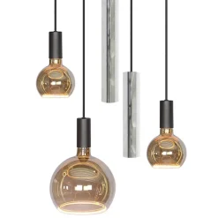Straluma Ronde 5-lichts hanglamp zwart met nikkel></noscript> Hanglampen|Eettafellampen