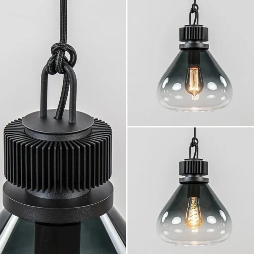 Straluma Ronde 3-lichts hanglamp zwart met smoke/helder glas> Eettafellampen|Keukenverlichting