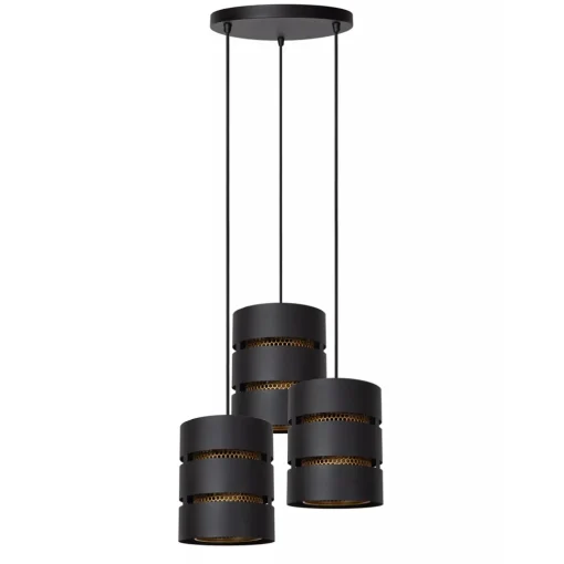 Straluma Ronde 3-lichts hanglamp zwart met goud> Hanglampen|Eettafellampen