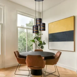 Straluma Ronde 3-lichts hanglamp zwart met goud></noscript> Hanglampen|Eettafellampen