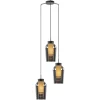 Straluma Ronde 3-lichts hanglamp zwart/marmer met smoke glas> Eettafellampen|Eetkamerverlichting